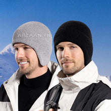 Men's Winter Velvet Beanie Hat with Earflaps Knit