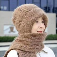 Integrated Ear Protection Windproof Cap Scarf, Winter Warm Knitted Hat Scarf