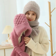 Integrated Ear Protection Windproof Cap Scarf, Winter Warm Knitted Hat Scarf