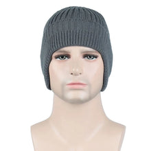 Men's Winter Velvet Beanie Hat with Earflaps Knit