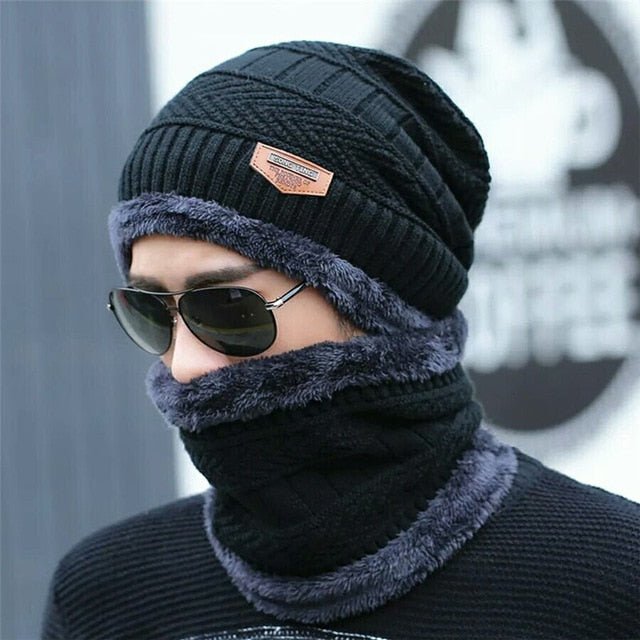 Winter Cap with Neck Warmer Knitting Skull Cap and Neck Scarf Wool Warm arzaan.pk